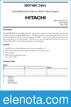 Hitachi HD74BC240A datasheet