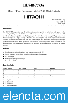 Hitachi HD74BC573A datasheet