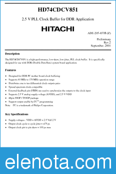 Hitachi HD74CDCV851 datasheet
