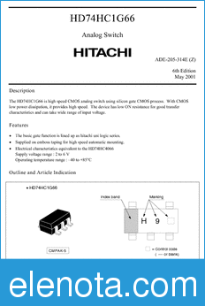 Hitachi HD74HC1G66 datasheet