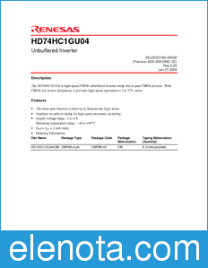 Renesas HD74HC1GU04 datasheet