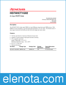 Renesas HD74HCT1G02 datasheet