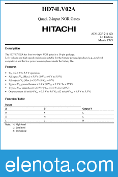 Hitachi HD74LV02A datasheet
