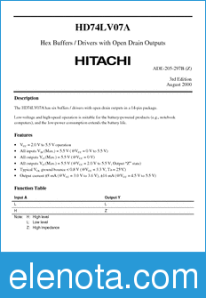 Hitachi HD74LV07A datasheet