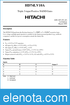 Hitachi HD74LV10A datasheet