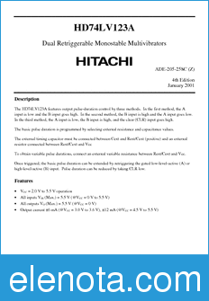 Hitachi HD74LV123A datasheet