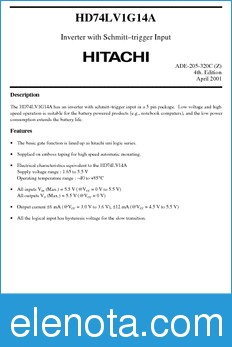 Hitachi HD74LV1G14A datasheet