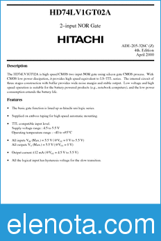 Hitachi HD74LV1GT02A datasheet