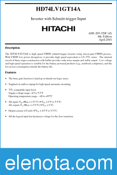 Hitachi HD74LV1GT14A datasheet
