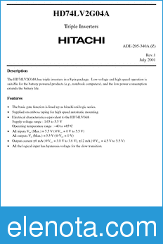 Hitachi HD74LV2G04A datasheet