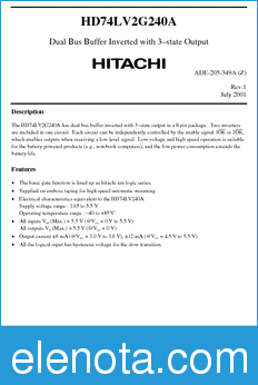 Hitachi HD74LV2G240A datasheet