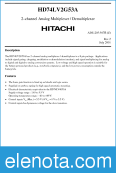 Hitachi HD74LV2G53A datasheet