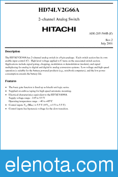 Hitachi HD74LV2G66A datasheet