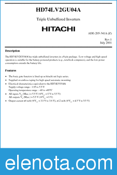 Hitachi HD74LV2GU04A datasheet