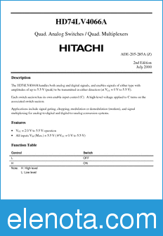 Hitachi HD74LV4066A datasheet