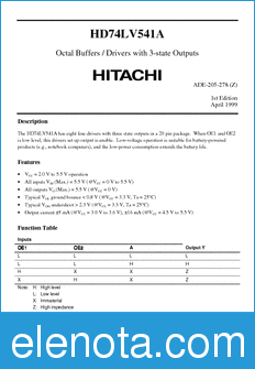 Hitachi HD74LV541A datasheet