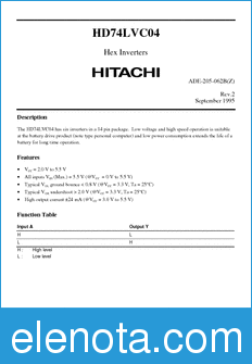 Hitachi HD74LVC04 datasheet