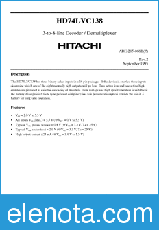 Hitachi HD74LVC138 datasheet