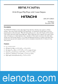 Hitachi HD74LVC16374A datasheet