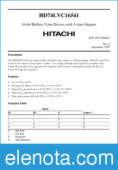 Hitachi HD74LVC16541 datasheet