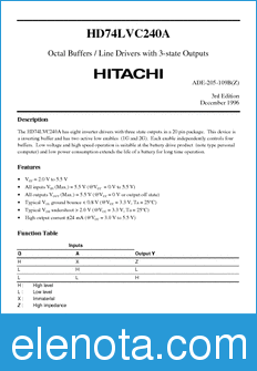 Hitachi HD74LVC240A datasheet