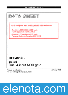 Philips HEF4002B datasheet