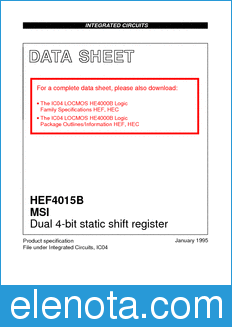 Philips HEF4015B datasheet