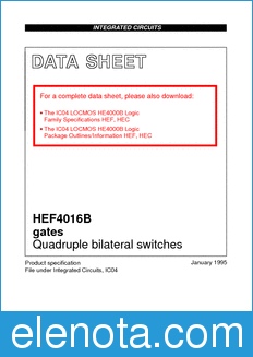 Philips HEF4016B datasheet