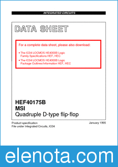 Philips HEF40175B datasheet