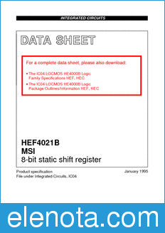 Philips HEF4021B datasheet