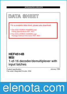 Philips HEF4514B datasheet