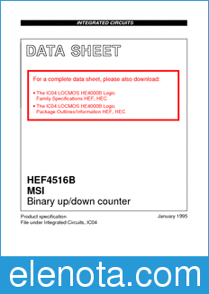 Philips HEF4516B datasheet