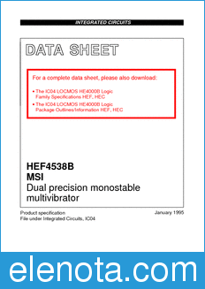 Philips HEF4538B datasheet