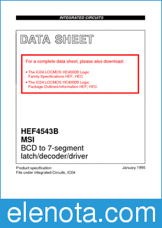 Philips HEF4543B datasheet