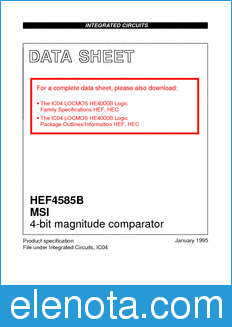 Philips HEF4585B datasheet