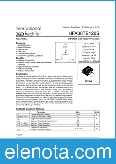 International Rectifier HFA08TB120S datasheet