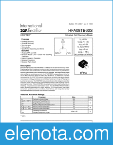International Rectifier HFA08TB60S datasheet