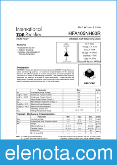 International Rectifier HFA105NH60R datasheet