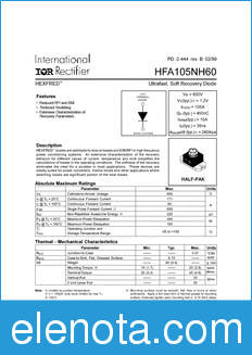 International Rectifier HFA105NH60 datasheet