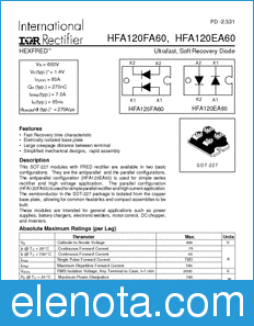 International Rectifier HFA120FA60 datasheet