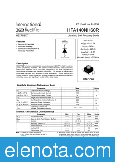 International Rectifier HFA140NH60R datasheet