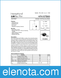 International Rectifier HFA15TB60 datasheet