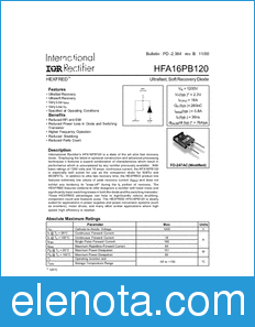 International Rectifier HFA16PB120 datasheet
