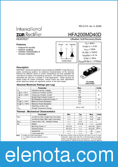 International Rectifier HFA200MD40D datasheet
