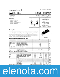 International Rectifier HFA210NJ60D datasheet