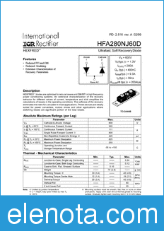 International Rectifier HFA280NJ60D datasheet