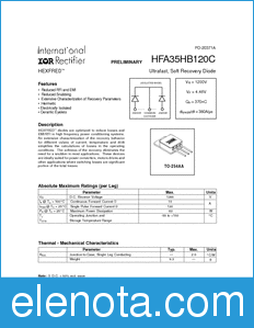 International Rectifier HFA35HB120C datasheet