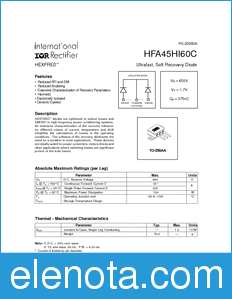 International Rectifier HFA45HI60C datasheet