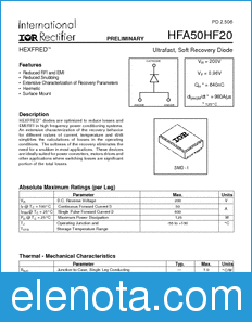 International Rectifier HFA50HF20 datasheet