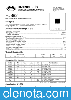 HI-SINCERITY MICROELECTRONICS HJ882 datasheet